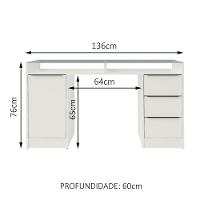 Escrivaninha 1 Porta e 3 Gavetas Chicago Branco - 10