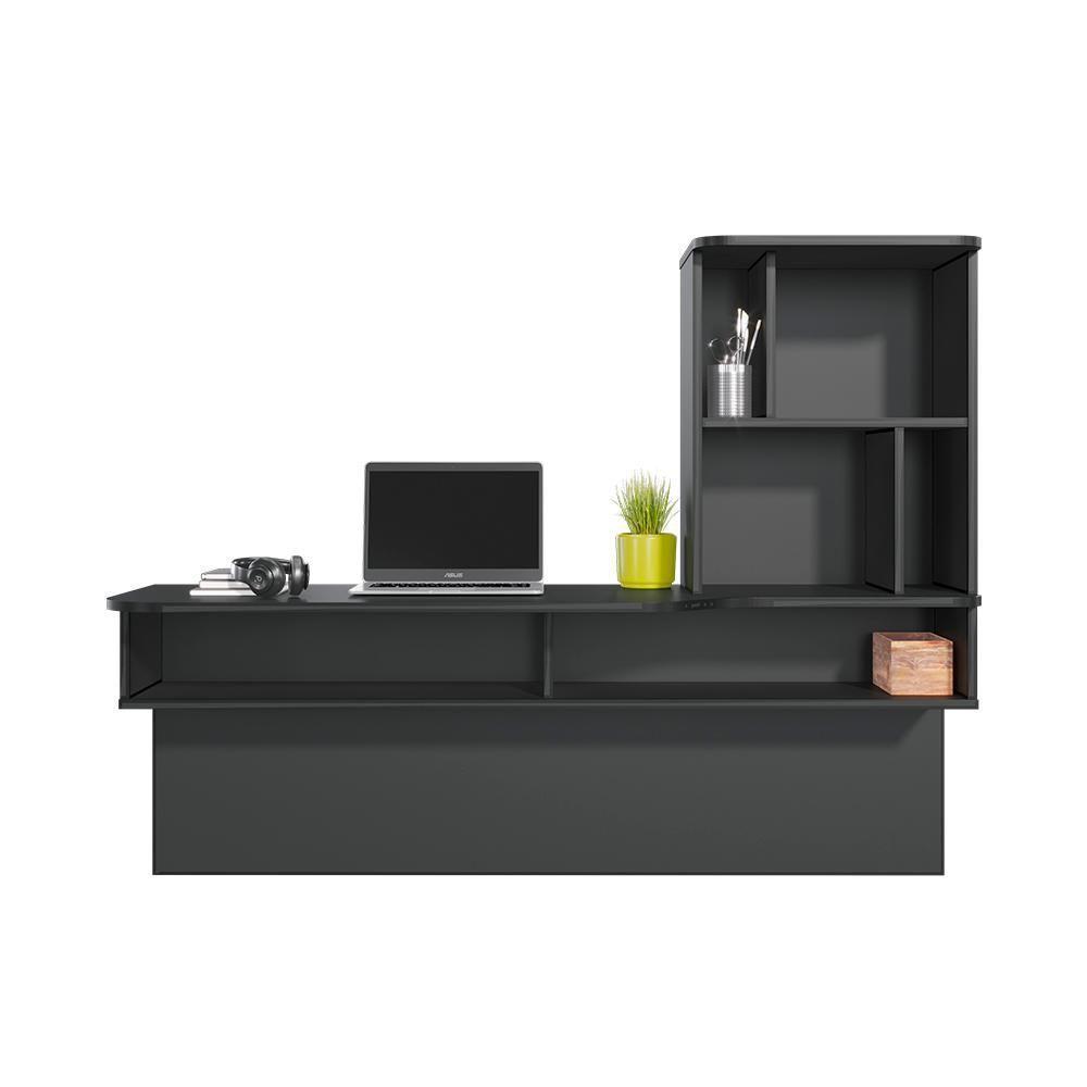 Escrivaninha Bancada Estudo Lilac Moov Preto Fosco - 9