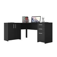 Escrivaninha De Canto 3 Portas 2 Gavetas Preto Notável Preto - 6