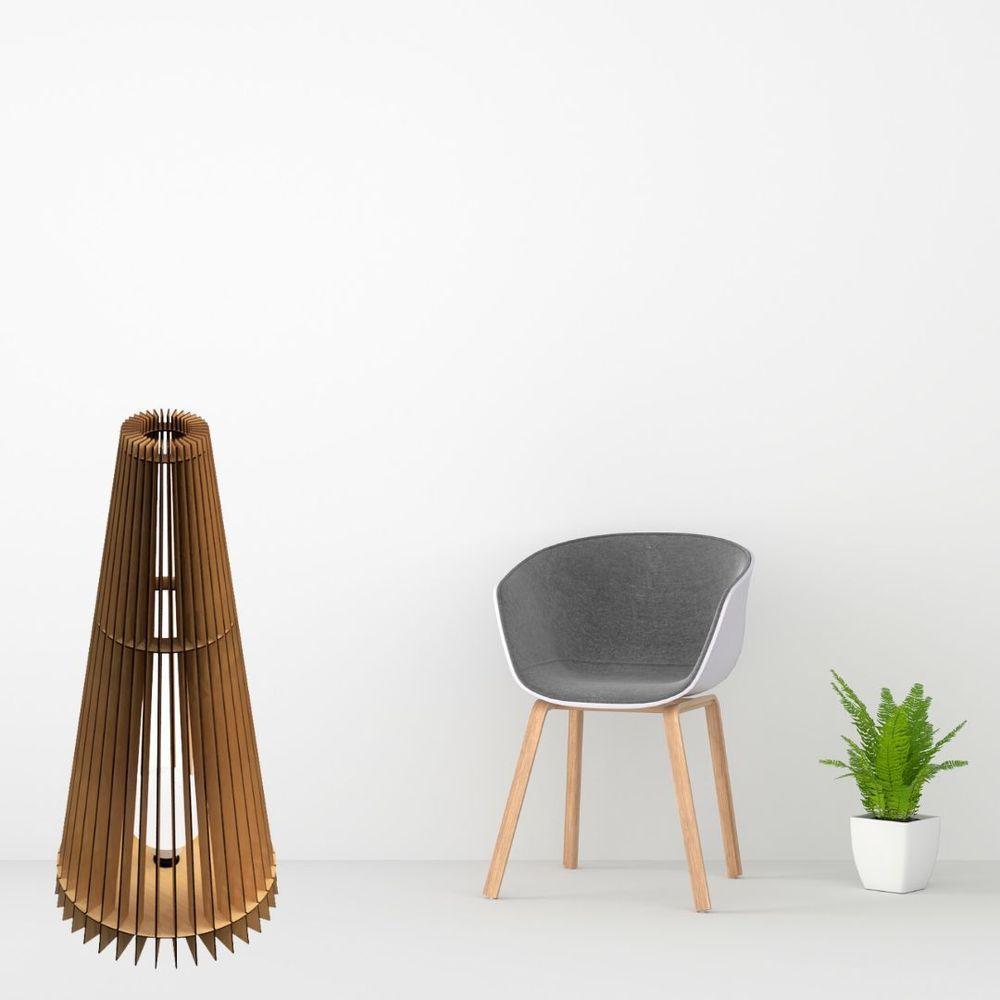 Luminária De Chão Ipanema - Mdf Cru - 3