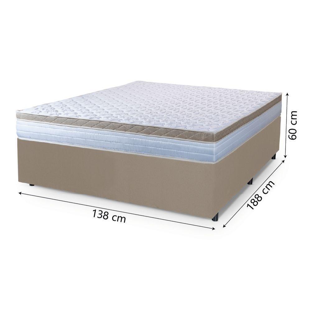 Cama Box Casal Colchão Com Molas Ensacadas 138x188x60cm Dunas Branco/Bege Hellen - 3