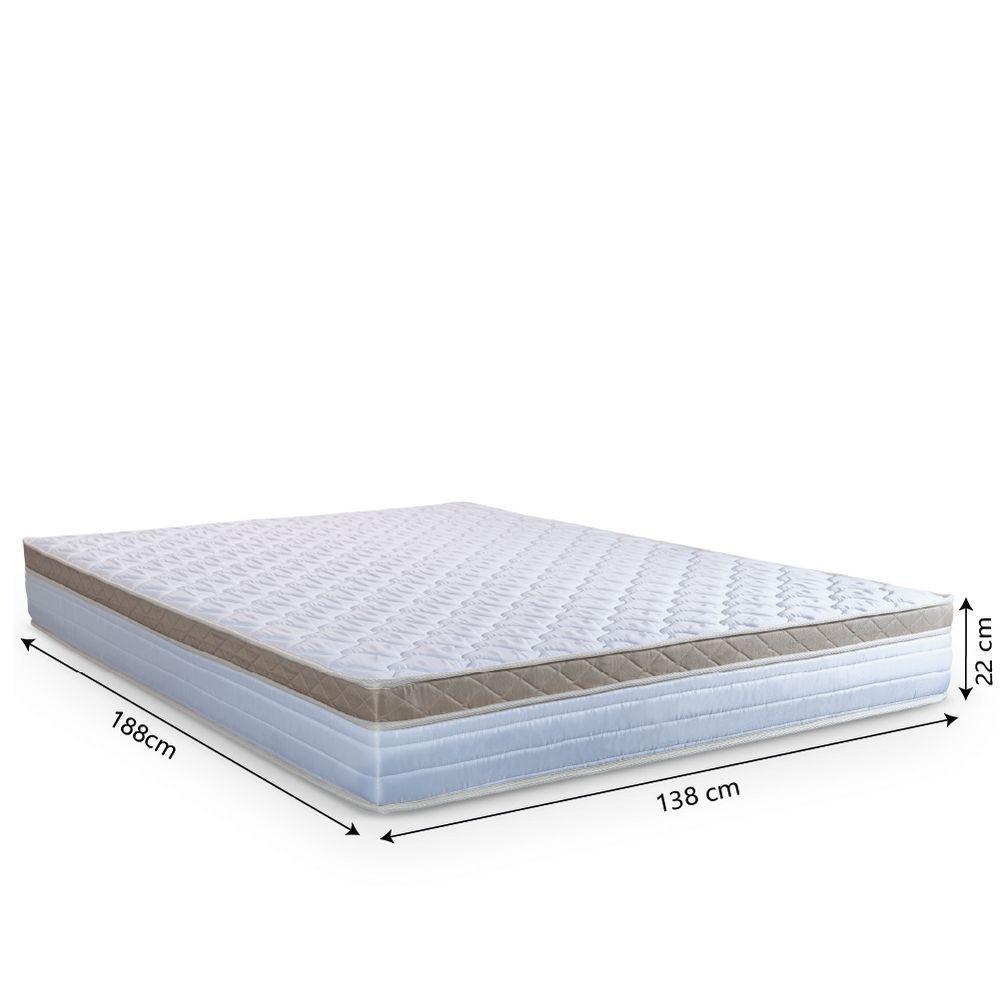 Cama Box Casal Colchão Com Molas Ensacadas 138x188x60cm Dunas Branco/Bege Hellen - 4