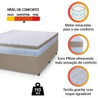 Cama Box Casal Colchão Com Molas Ensacadas 138x188x60cm Dunas Branco/Bege Hellen - 5