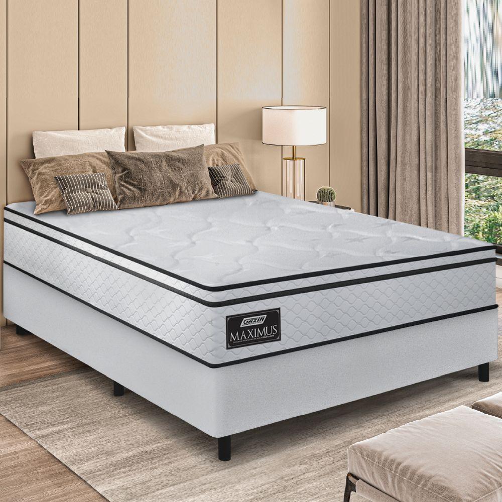 Cama Box Casal Queen Gazin Colchão Molas Ensacadas 158x198x62cm Maximus Branco - 2