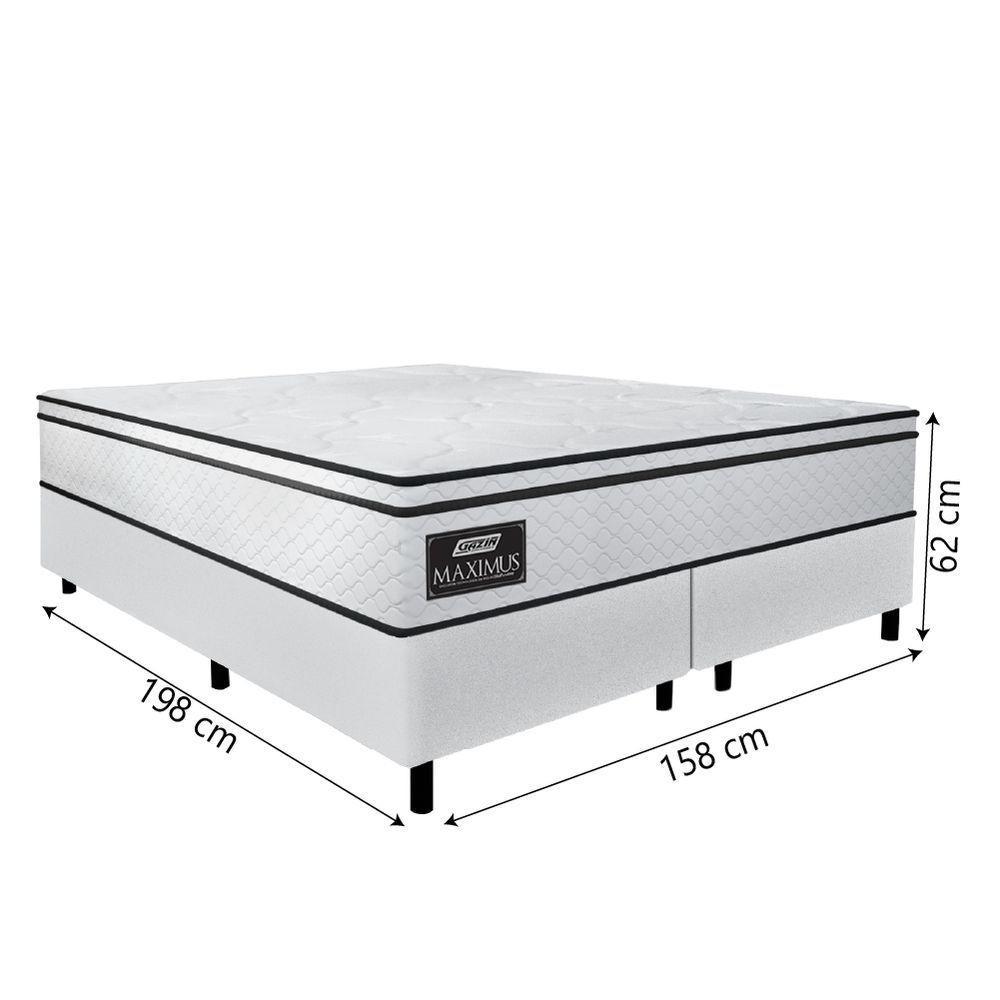 Cama Box Casal Queen Gazin Colchão Molas Ensacadas 158x198x62cm Maximus Branco - 3