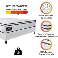 Cama Box Casal Queen Gazin Colchão Molas Ensacadas 158x198x62cm Maximus Branco - 5