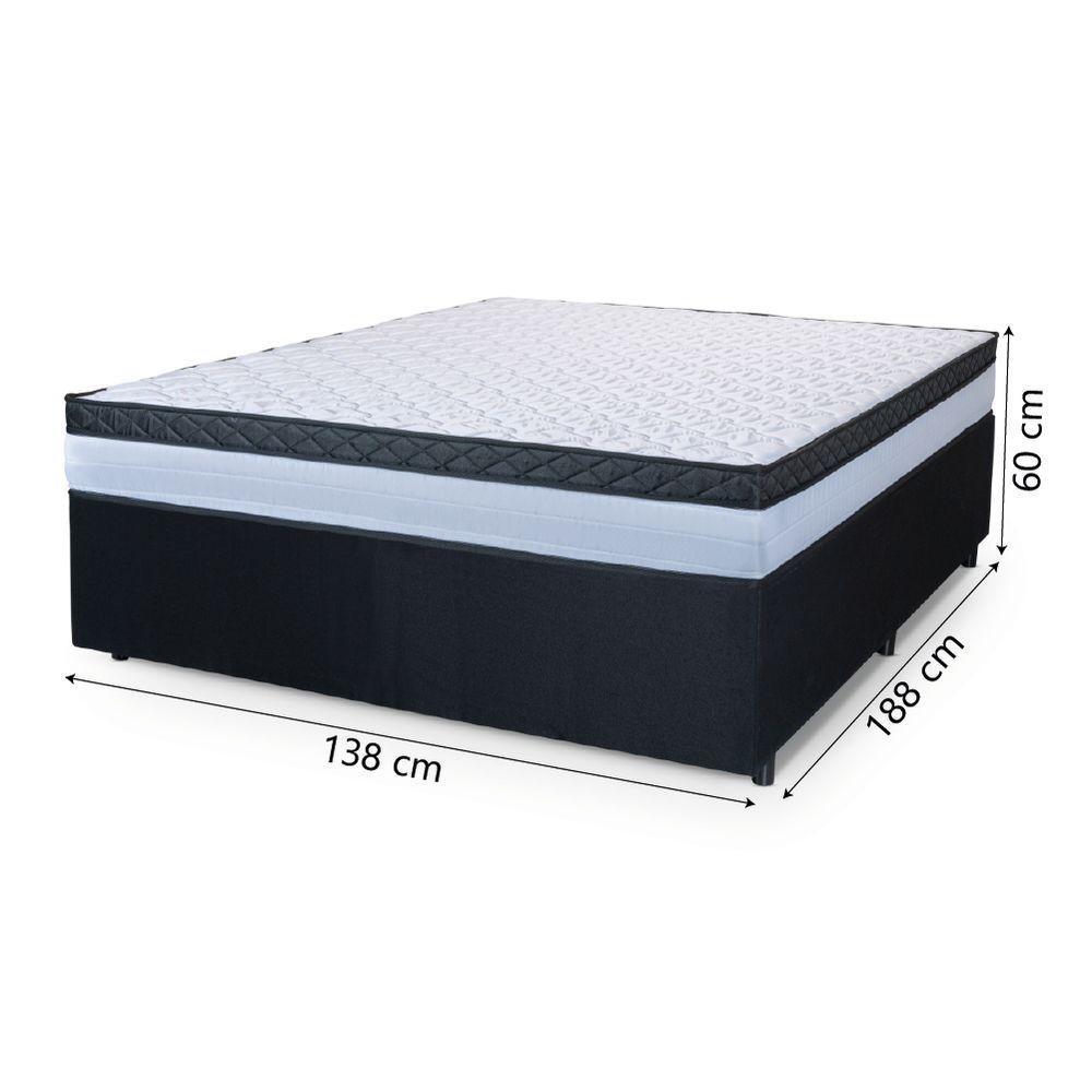 Cama Box Casal Colchão Com Molas Ensacadas 138x188x60cm Dunas Branco/Preto Hellen - 3