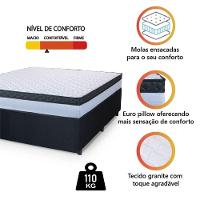 Cama Box Casal Colchão Com Molas Ensacadas 138x188x60cm Dunas Branco/Preto Hellen - 5