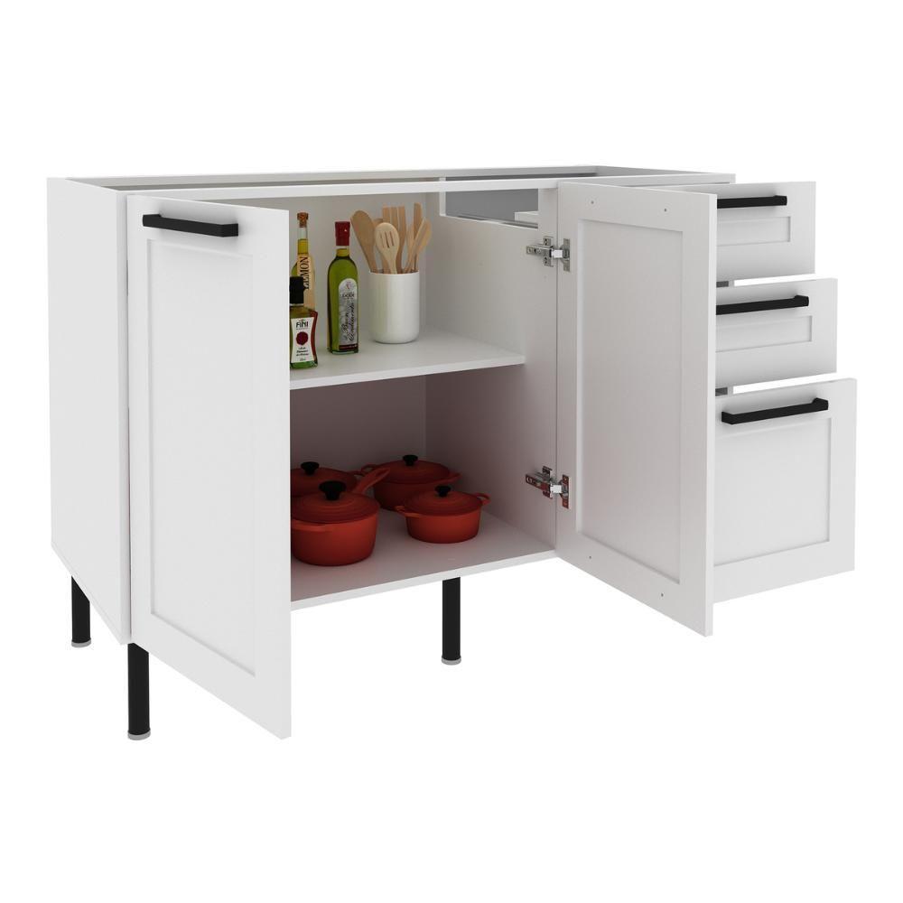 Balcão De Cozinha Em Mdf Com Tampo 2 Portas E 3 Gavetas 120cm Multimóveis Cr20462 Branco/carvalho Tropical - 6