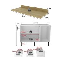 Balcão De Cozinha Em Mdf Com Tampo 2 Portas E 3 Gavetas 120cm Multimóveis Cr20462 Branco/carvalho Tropical