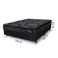 Cama Box Casal Colchão Com Molas Ensacadas City Pillow Top 138x188x61cm Hellen Preto - 2