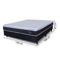 Cama Box Casal Colchão Com Molas Ensacadas City Pillow Top 138x188x61cm Preto/Branco Hellen - 4