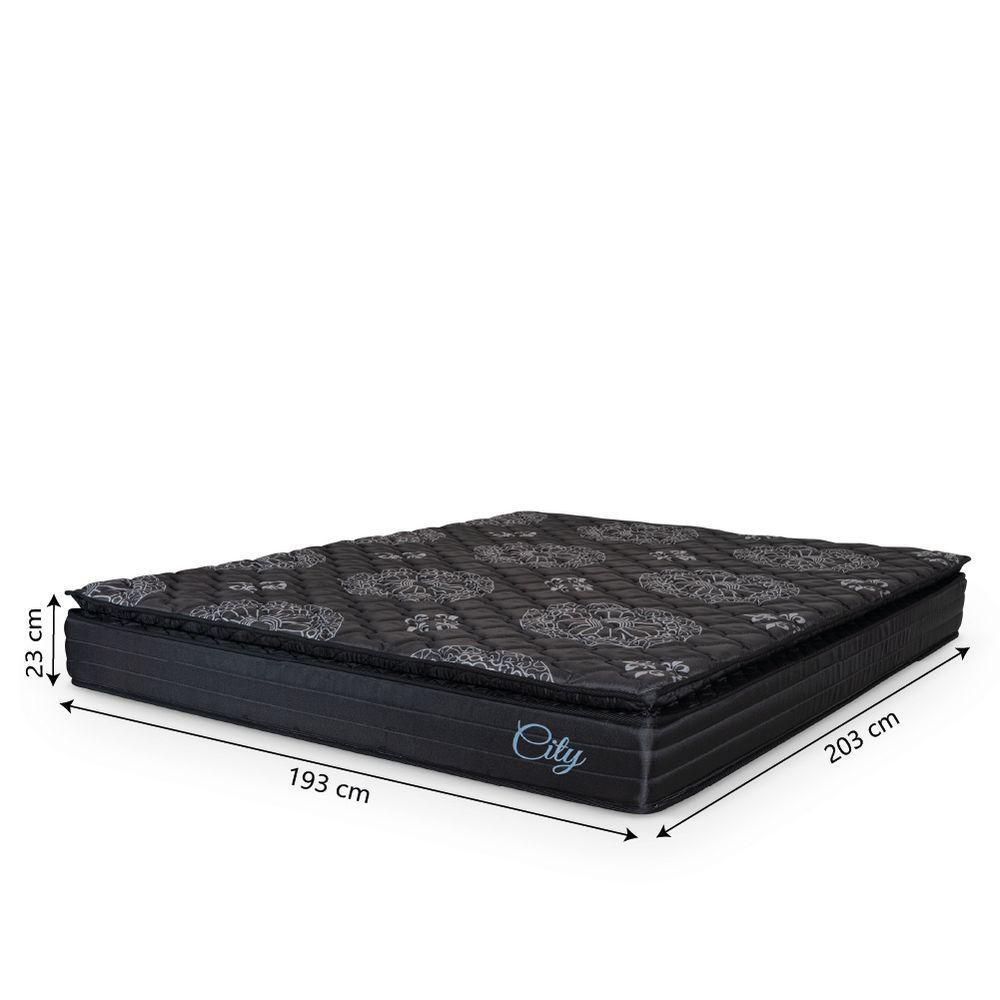 Cama Box Casal King Colchão Com Molas Ensacadas City Pillow Top 193x203x61cm Preto Hellen - 4
