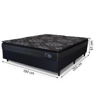 Cama Box Casal King Colchão Com Molas Ensacadas City Pillow Top 193x203x61cm Preto Hellen - 3