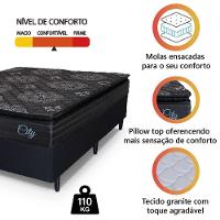 Cama Box Casal King Colchão Com Molas Ensacadas City Pillow Top 193x203x61cm Preto Hellen - 5