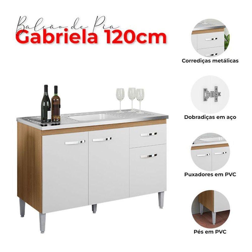 Balcão De Pia Gabriela 120cm Amêndoa Branco - Ajl - 4