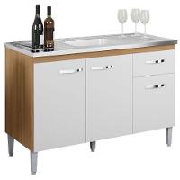 Balcão De Pia Gabriela 120cm Amêndoa Branco - Ajl - 1