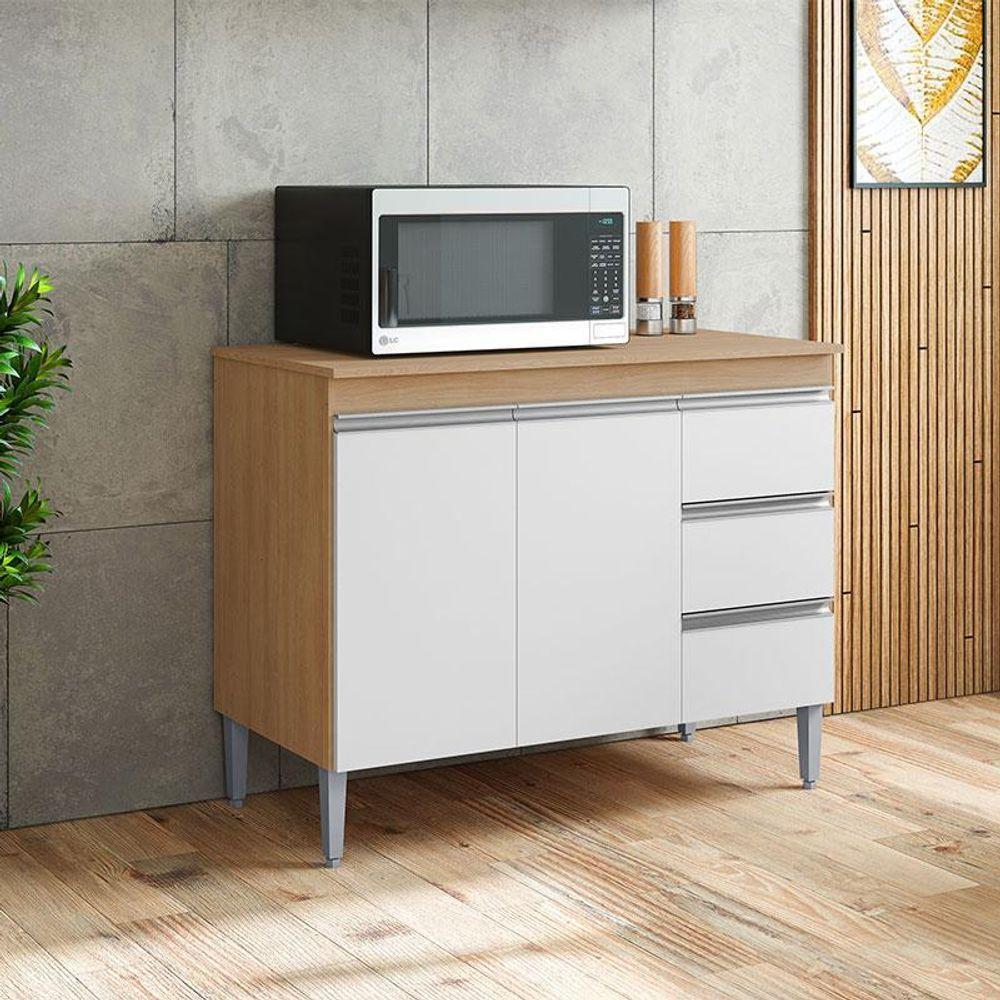 Balcão De Cozinha Ambiente Andréia Com Tampo 100 Cm Amêndoa Branco - Ajl - 1