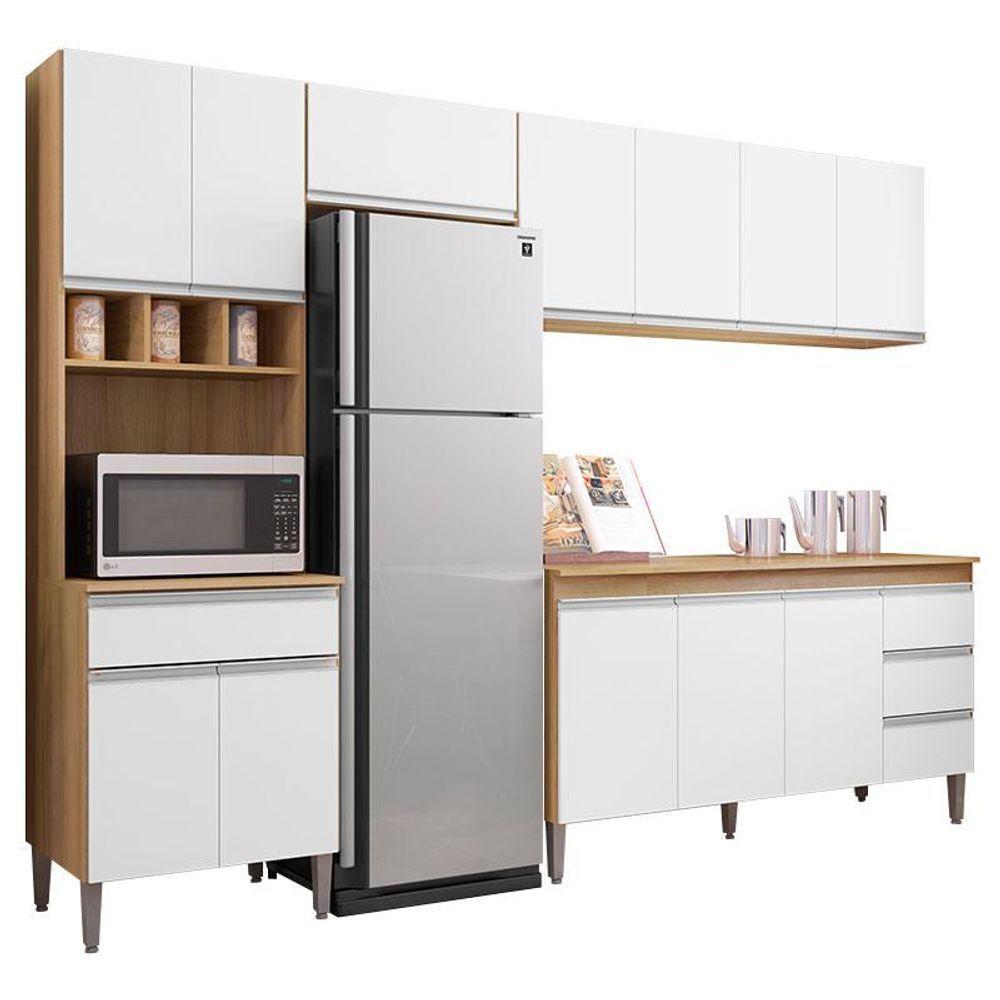 Cozinha Com Balcão E Tampo 160cm Ambiente Andréia Amêndoa Branco - Ajl - 5