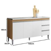 Balcão De Pia 150cm E Armário Aéreo Andreia Amêndoa Branco - Ajl - 2