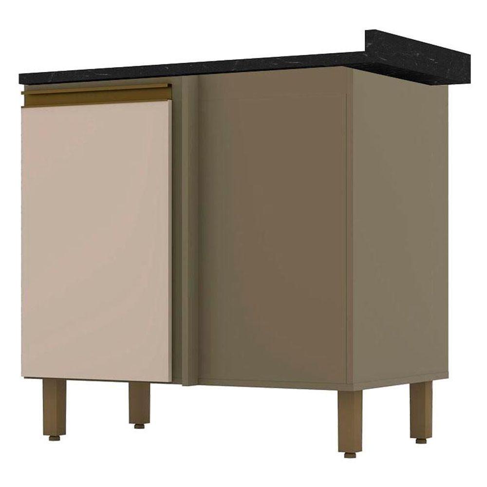 Balcão De Cozinha Connect Canto Reto Duna Cristal Com Tampo Nero - Henn - 1