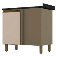 Balcão De Cozinha Connect Canto Reto Duna Cristal Com Tampo Nero - Henn - 1