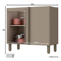 Balcão De Cozinha Connect Canto Reto Duna Cristal Com Tampo Nero - Henn - 2