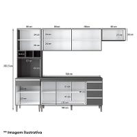 Cozinha Com Balcão E Tampo 160cm Andréia Amêndoa Branco - Ajl - 2
