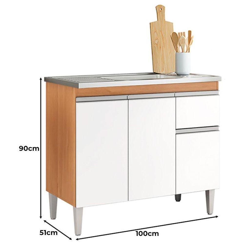 Balcão De Pia Tatiane 100cm Amêndoa Branco - Ajl - 2