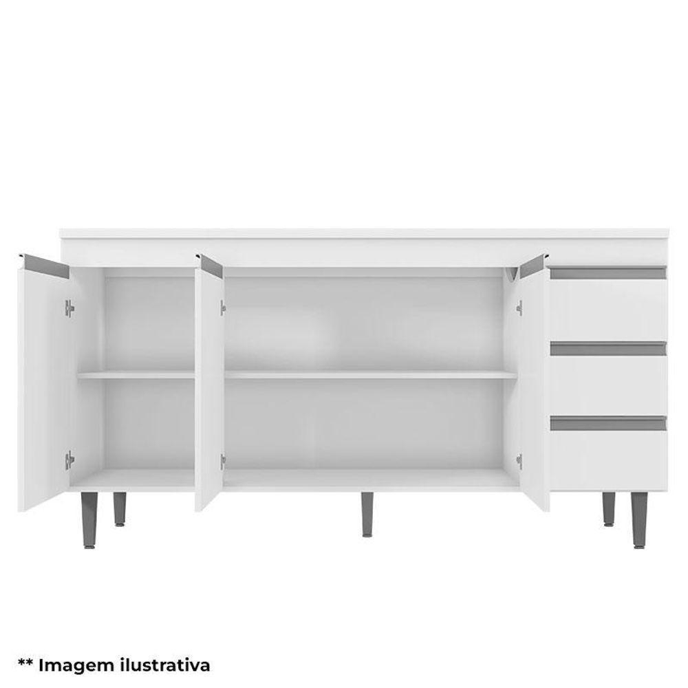 Balcão De Cozinha Andréia Com Tampo 150cm Amêndoa Branco - Ajl - 3