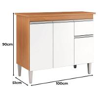 Balcão De Cozinha Ambiente Tatiane Com Tampo 100cm Amêndoa Branco - Ajl - 2