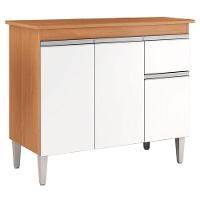 Balcão De Cozinha Tatiane Com Tampo 100cm Amêndoa Branco - Ajl - 1