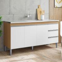 Balcão De Pia Andréia 150cm Amêndoa Branco - Ajl - 5