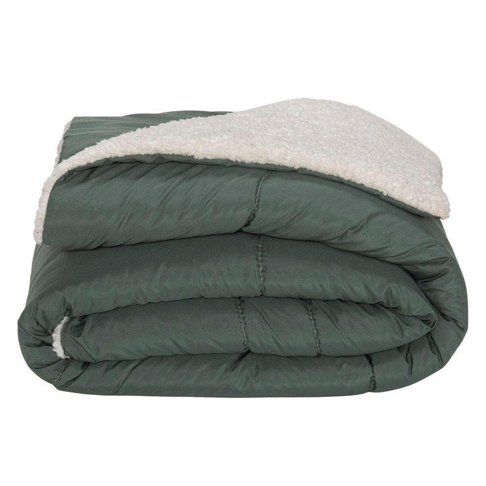 Kit Edredom King Coberdrom Soft Hipercal/sherpa 5 Peças - Verde - 5