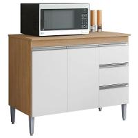 Balcão De Cozinha Andréia Com Tampo 100 Cm Amêndoa Branco - Ajl - 1