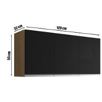 Balcão De Pia Tatiane 100cm E Armário Aéreo Andréia 3 Portas Amêndoa Preto - Ajl - 3