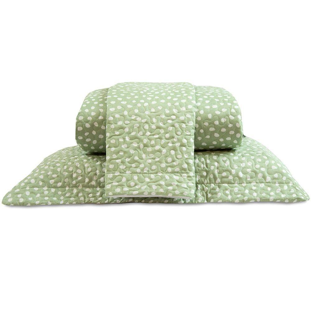 Cobre Leito Queen Bouti Basic Estampado 180 Fios 3 Peças - Poa Verde Cha - 1