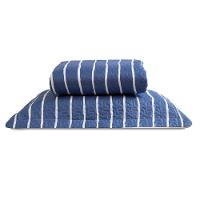 Cobre Leito Solteiro Bouti Basic Estampado 180 Fios 2 Peças - Listra Azul Marinho - 1