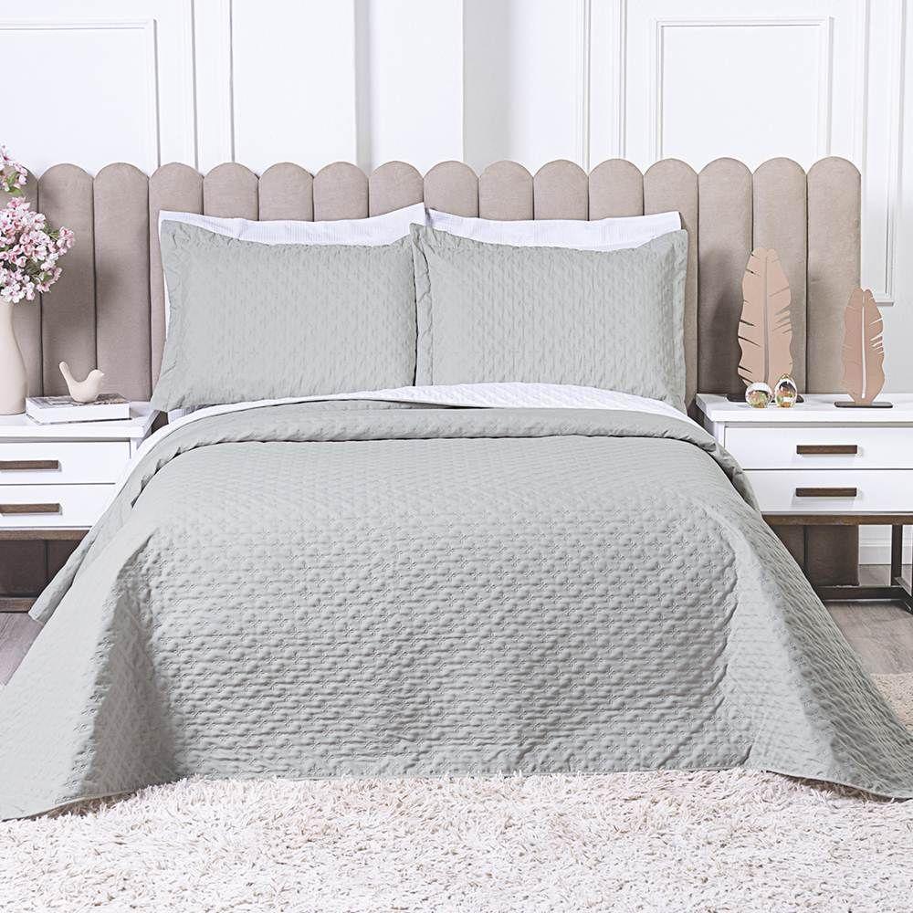 Cobre Leito Casal Padrão Milão Dupla Face Micropercal 200 Fios 3 Peças - Linho - 5