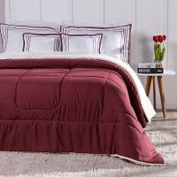 Kit Edredom King Coberdrom Soft Hipercal/sherpa 5 Peças - Vermelho