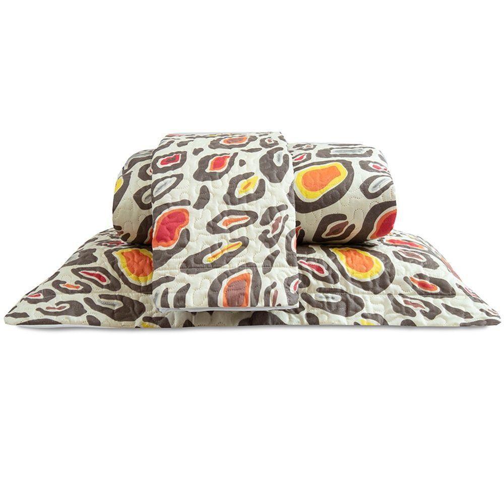 Cobre Leito Casal Padrão Bouti Basic Estampado 180 Fios 3 Peças - Maxi Onça - 1