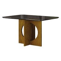 Mesa De Jantar Lorena Plus 120x80 Com Vidro Freijó Chumbo - Leifer Móveis. - 1