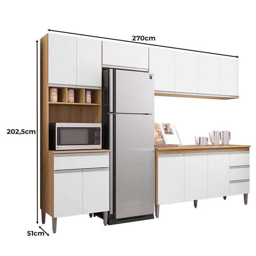 Cozinha Com Balcão E Tampo 150cm Andréia Amêndoa Branco - Ajl - 2