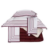 Kit Edredom Queen Coberdrom Soft Hipercal/sherpa 5 Peças - Vermelho - 1