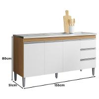 Balcão De Pia Andréia 160cm Amêndoa Branco - Ajl - 2