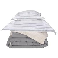 Kit Edredom Solteiro Coberdrom Soft Hipercal/sherpa 3 Peças - Cinza - 1