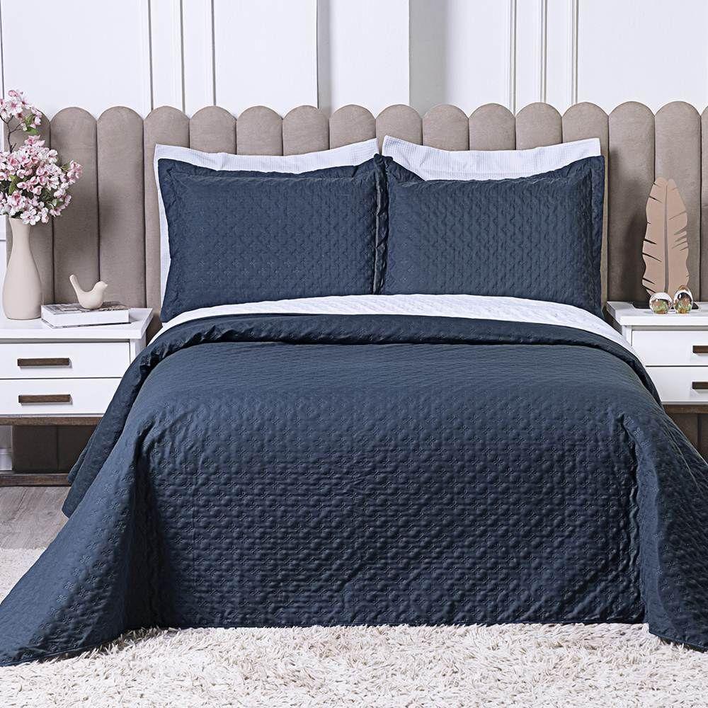 Cobre Leito Queen Milão Dupla Face Micropercal 200 Fios 3 Peças - Petroleo - 5