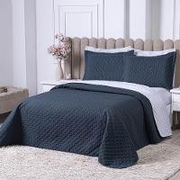 Cobre Leito Queen Milão Dupla Face Micropercal 200 Fios 3 Peças - Petroleo - 3