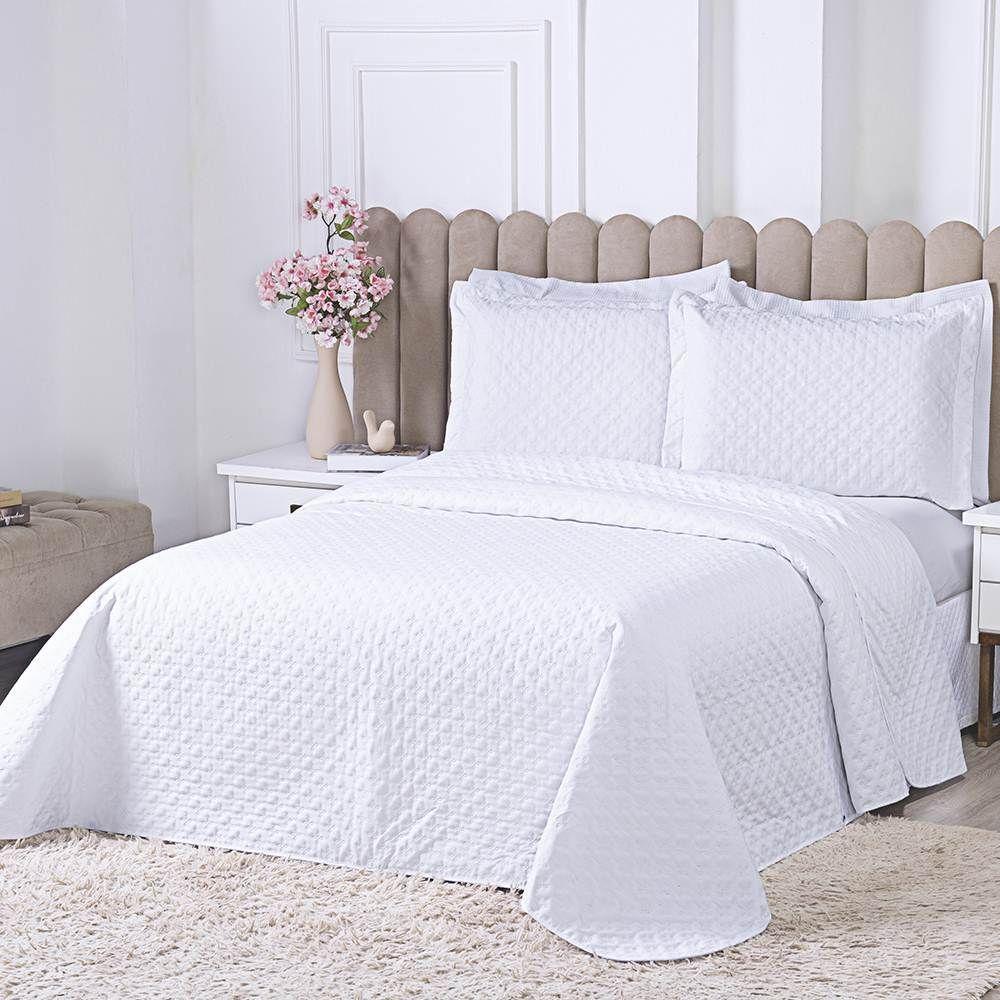 Cobre Leito Queen Milão Dupla Face Micropercal 200 Fios 3 Peças - Branco - 3