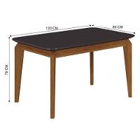 Mesa De Jantar Brenda 120x80 Com Vidro Freijó Chumbo - Leifer Móveis - 2